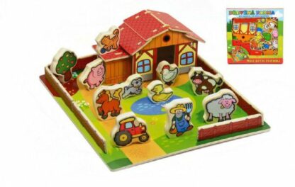 Domeček dřevěná farma Moje první zvířátka 31x31cm 28ks+podložka v krabici MPZ z kategórie Darčeky a hračky | Detský nábytok a vybavenie | Motorické
